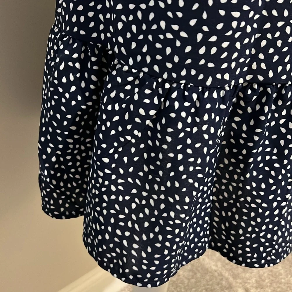 EUC Women’s Small 4 6 Black White Flowy Dress‎ Button Front Comfy Drop Dress